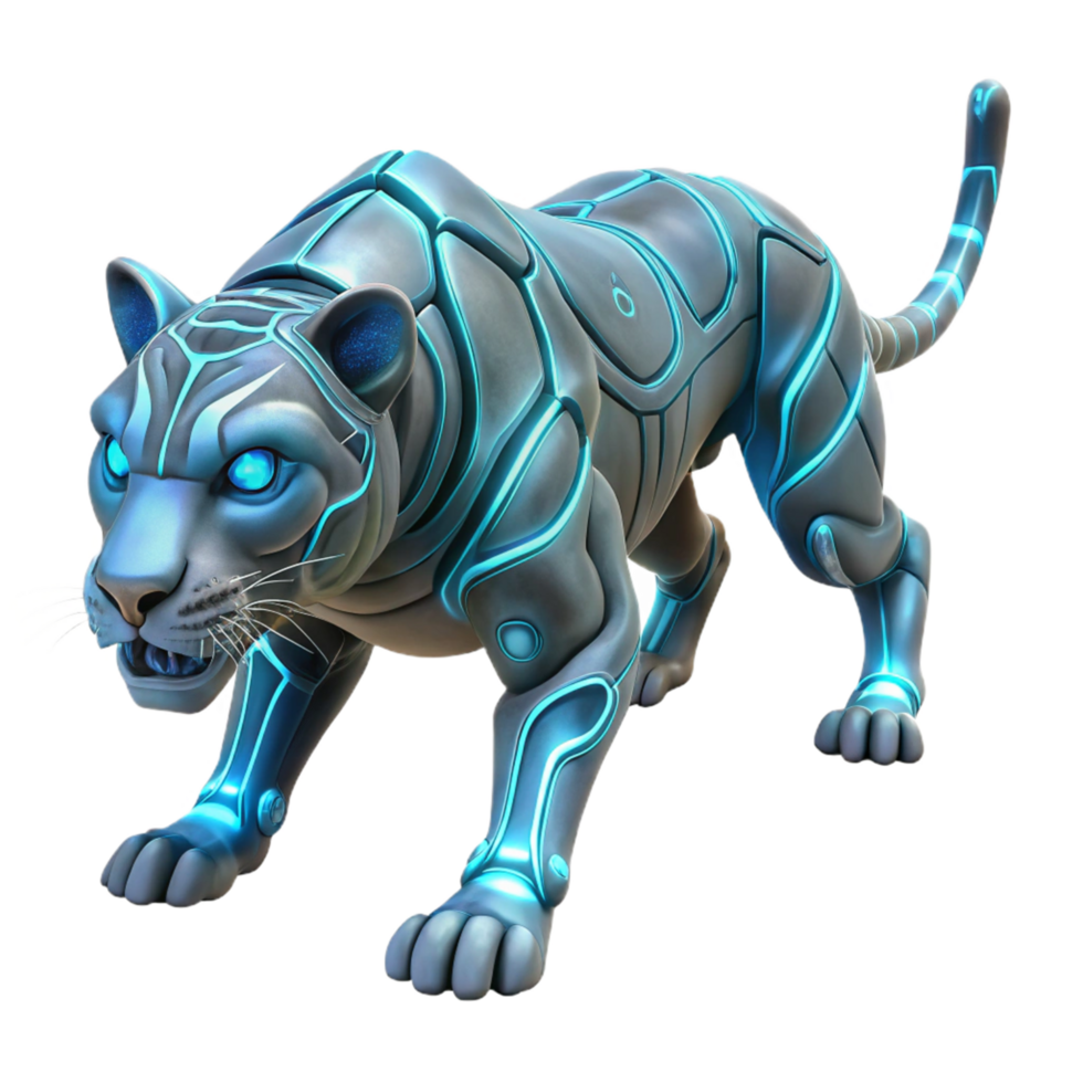 elegant minimalist Cybernetic Big Cat Futuristic Robotic Animal Design authentic png
