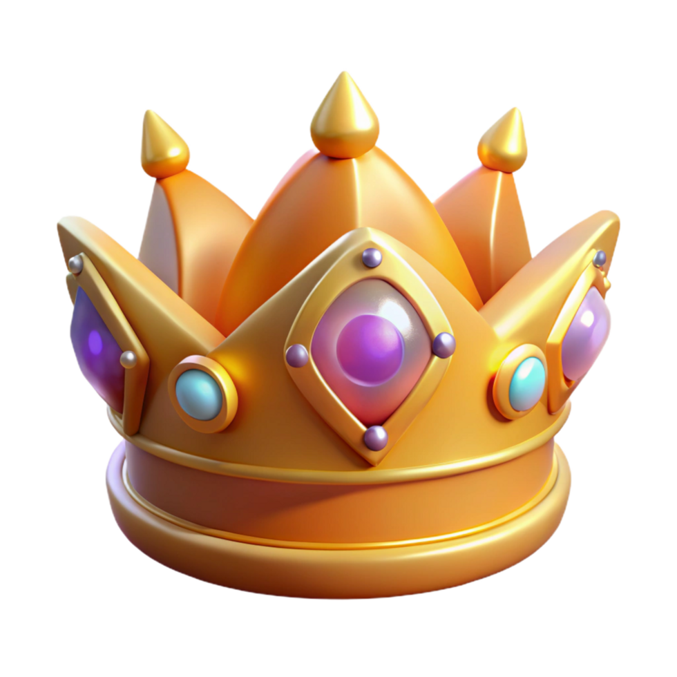beautiful artistic Golden Crown with Gemstones Digital Render of Regal Headwear authentic png