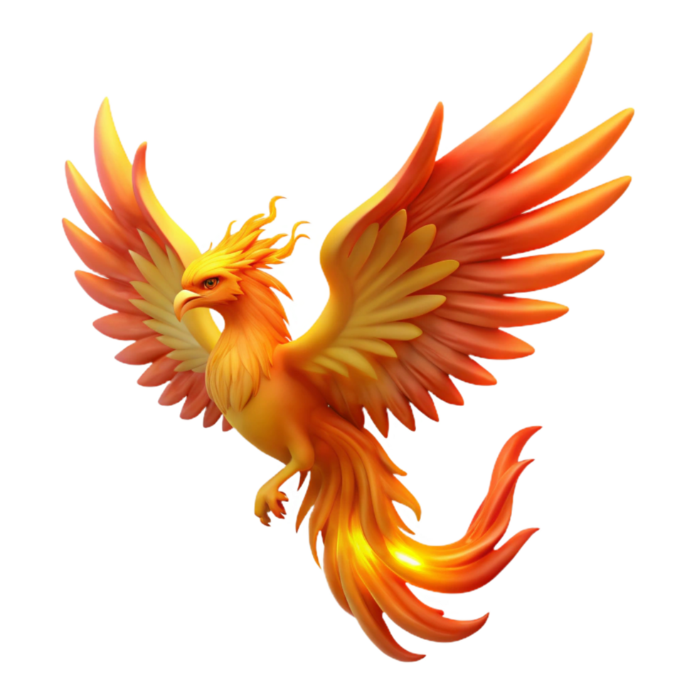 dramatic traditional Majestic Firebird Mythical Creature with Fiery Wings and Tail high resolution png