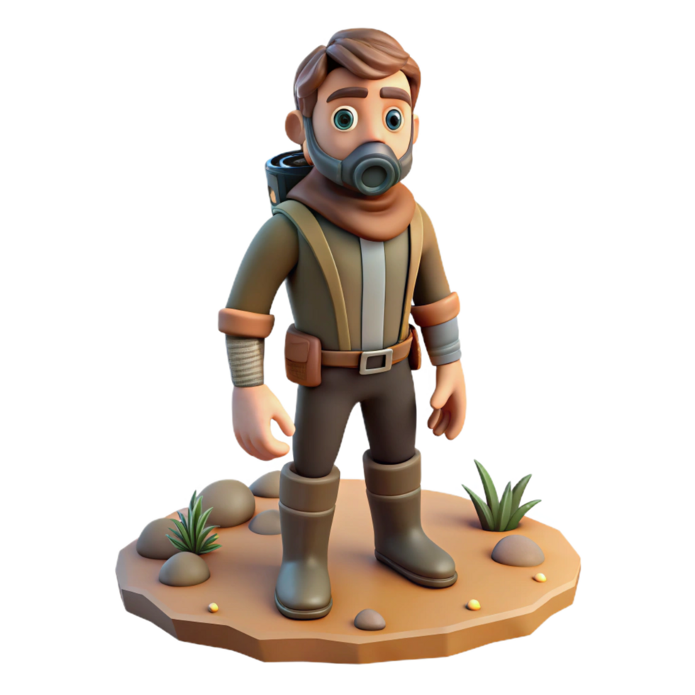 impressive artistic Digital Render of a Post Apocalyptic Explorer 4K png