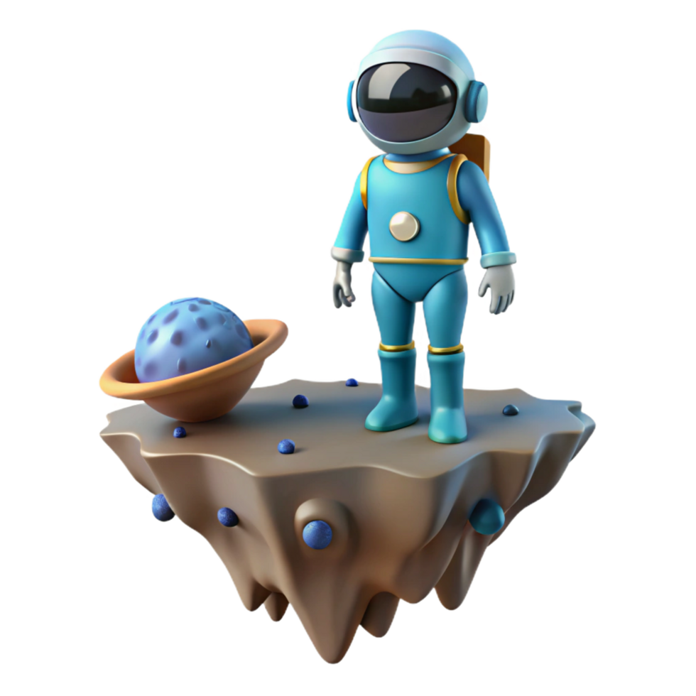 elegant artistic Astronaut on Asteroid Digital Render of Space Exploration genuine png