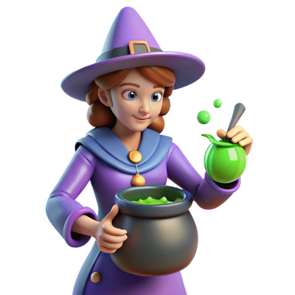 impressive creative Digital Render of a Witch Brewing a Potion professional png