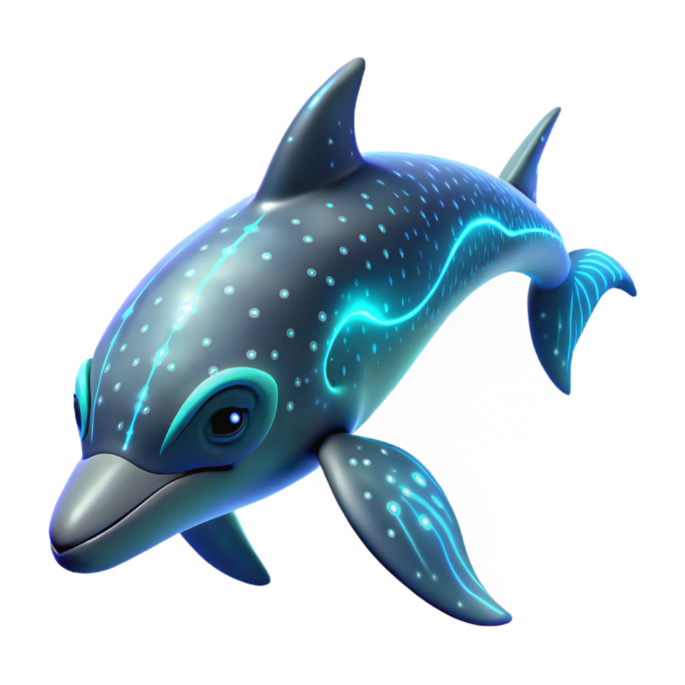 beautiful abstract Glowing Dolphin Aquatic Mammal with Bioluminescent Patterns professional png