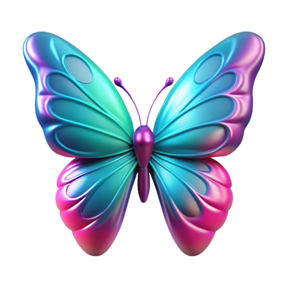 extraordinary artistic Iridescent Butterfly A 3D Render of a Colorful Insect high quality png