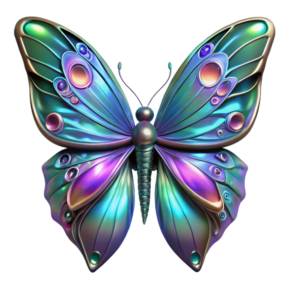 serene minimalist Iridescent Butterfly 3D Render high resolution png