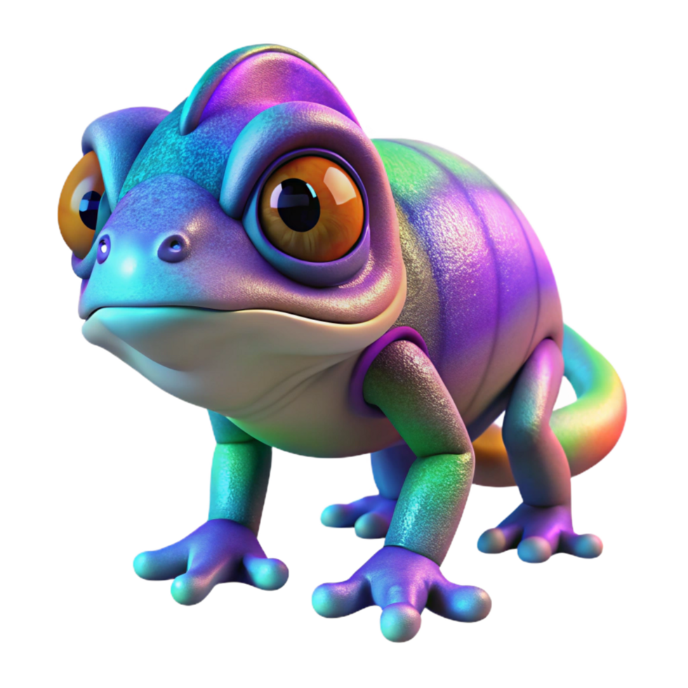 dramatic modern Vibrant Chameleon 3D Render of a Colorful Reptile exclusive png