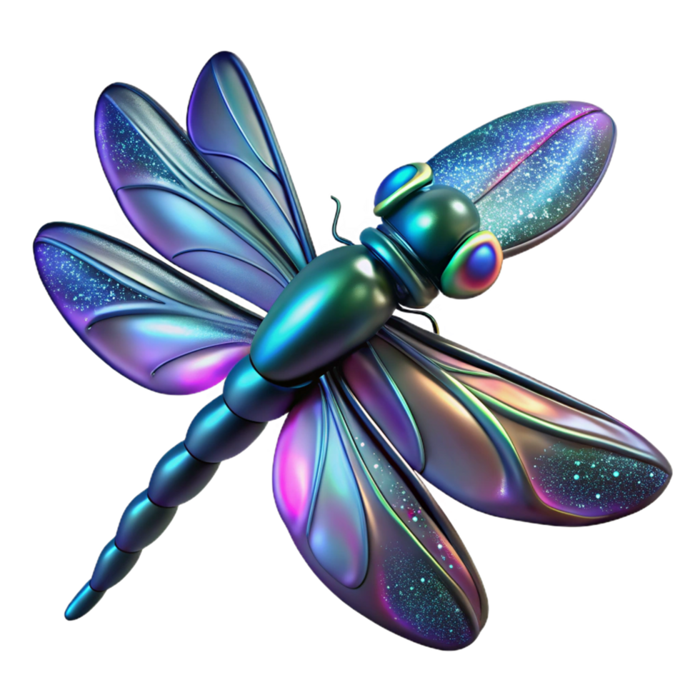 beautiful creative Iridescent Dragonfly 3D Render of a Sparkling Insect genuine png