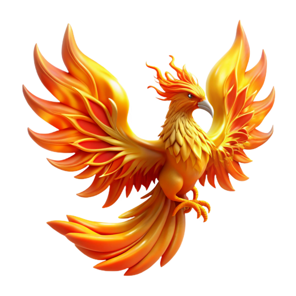 vibrant contemporary Majestic Firebird Mythical Creature with Fiery Wings and Golden Plumage high resolution png