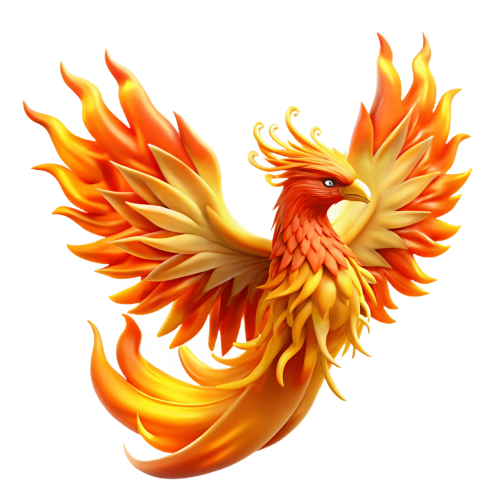 beautiful creative Fiery Phoenix Mythical Bird of Rebirth and Flame original png