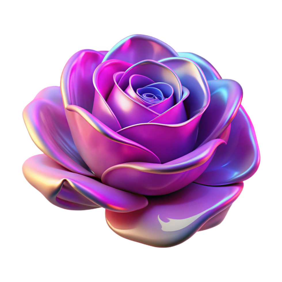 extraordinary modern Iridescent Rose 3D Render high quality png
