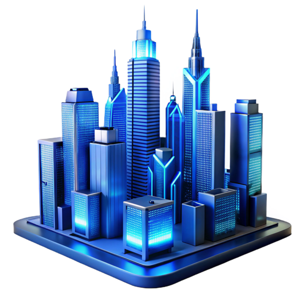 serene abstract Futuristic Cityscape Illuminated Towers and Modern Architecture professional png