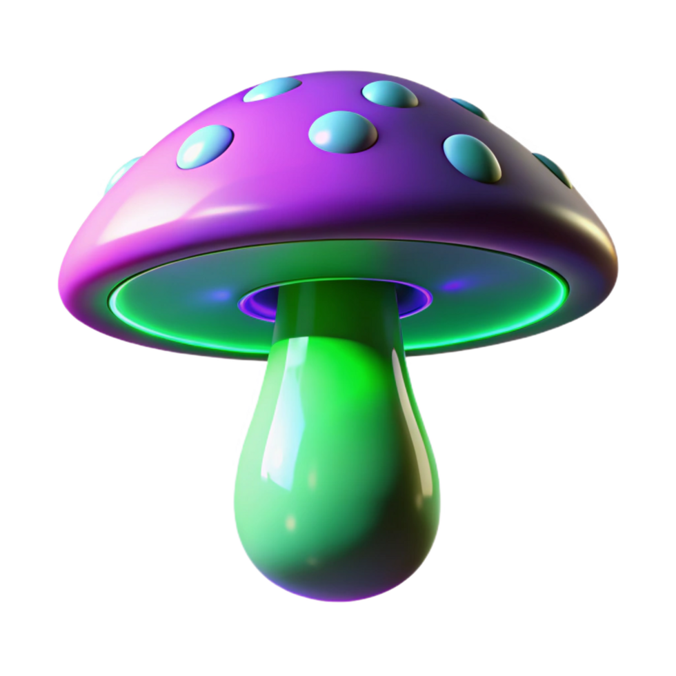 extraordinary modern Glowing Mushroom 3D Render professional png