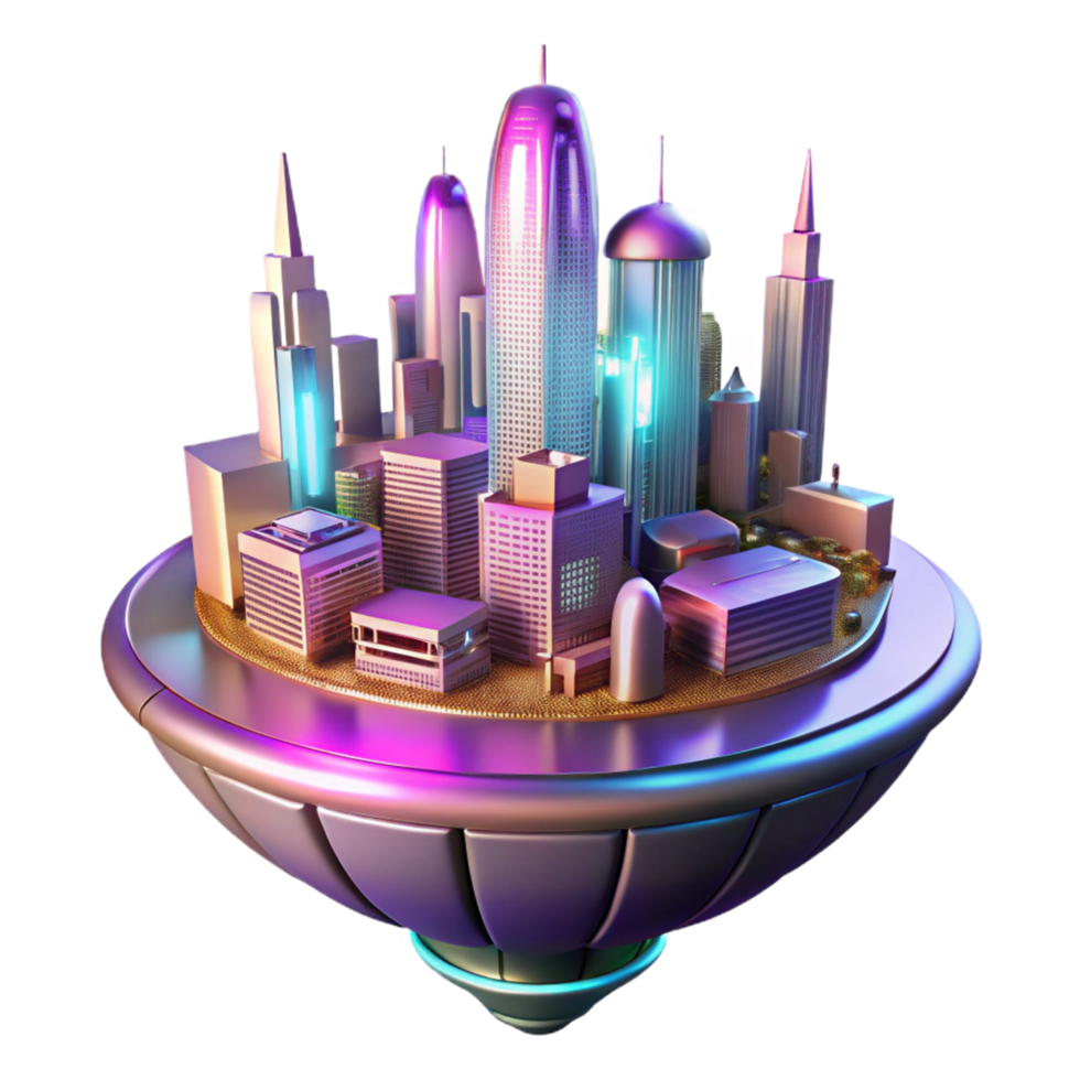 magnificent modern Futuristic Cityscape on a Rotating Platform A 3D Render high resolution png