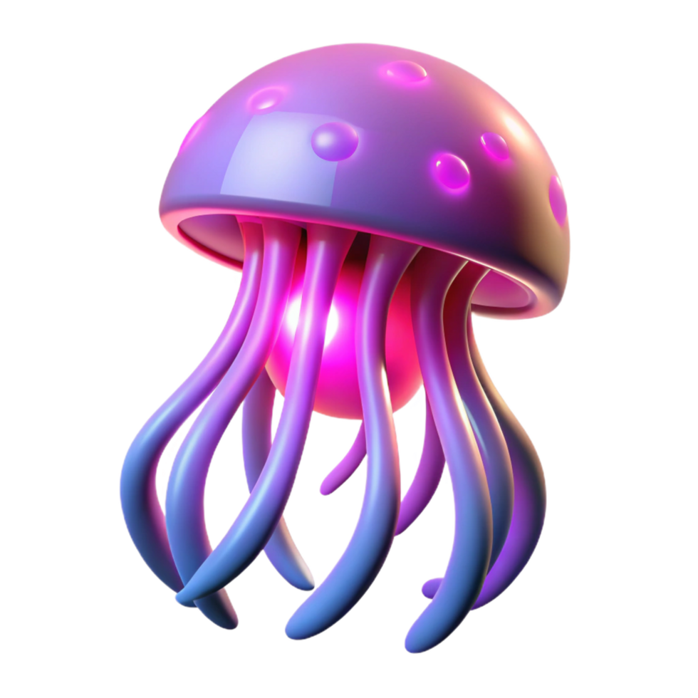 stunning artistic Neon Jellyfish 3D Render of a Bioluminescent Aquatic Creature professional png
