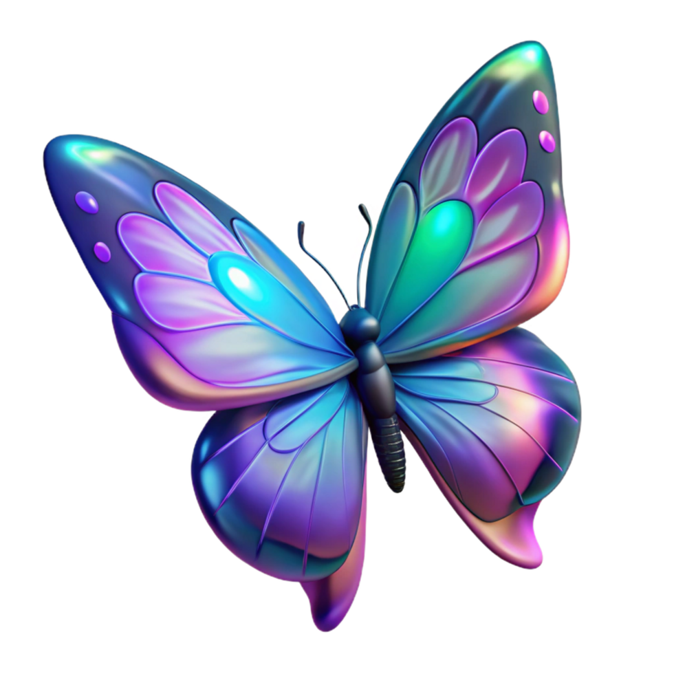 serene minimalist Iridescent Butterfly A 3D Render of a Colorful Insect exclusive png