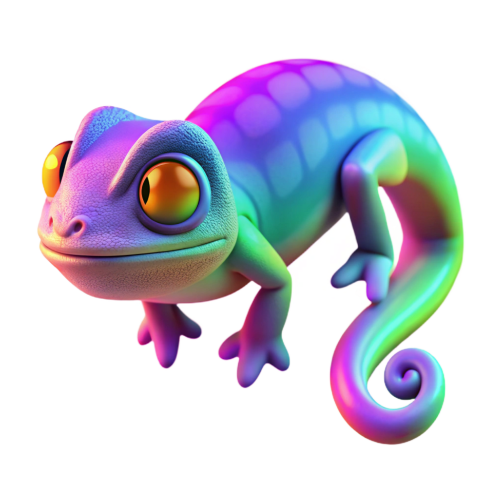 wonderful traditional Vibrant Chameleon 3D Render of a Colorful Reptile authentic png