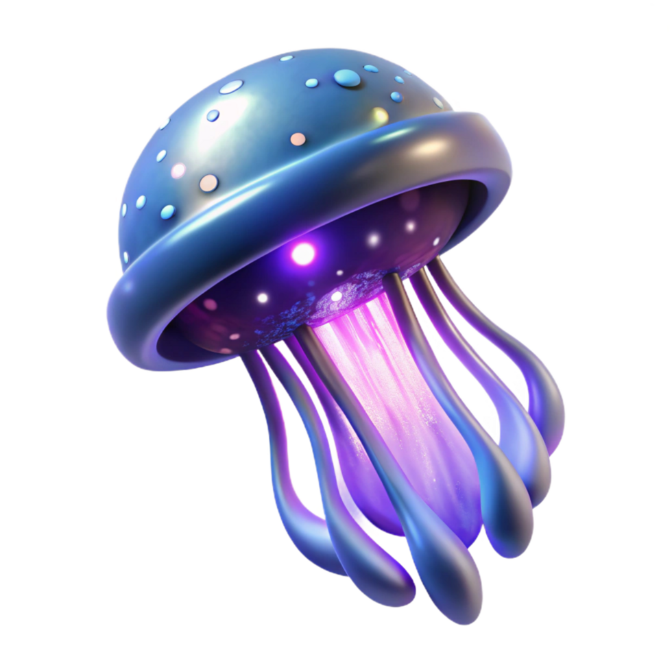 impressive minimalist Glowing Jellyfish 3D Render of a Bioluminescent Aquatic Creature exclusive png