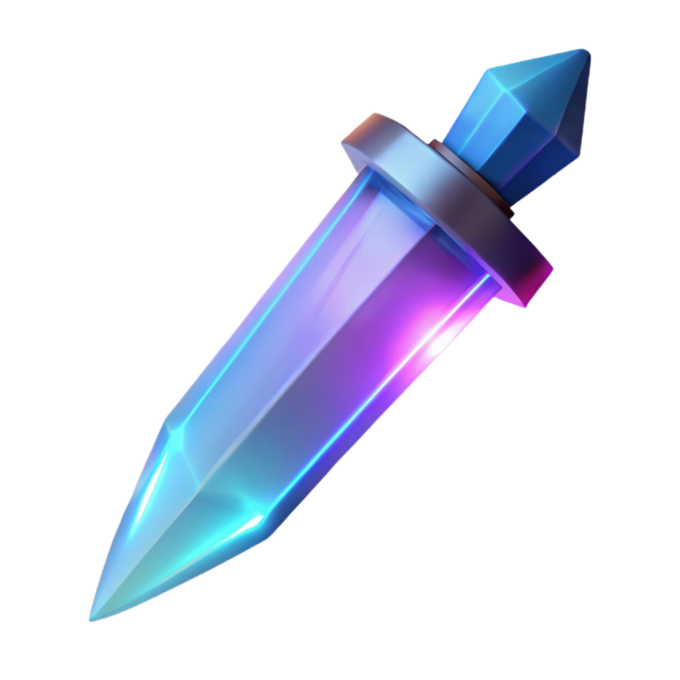 wonderful artistic Glowing Crystal Dagger 3D Render of Fantasy Weapon genuine png