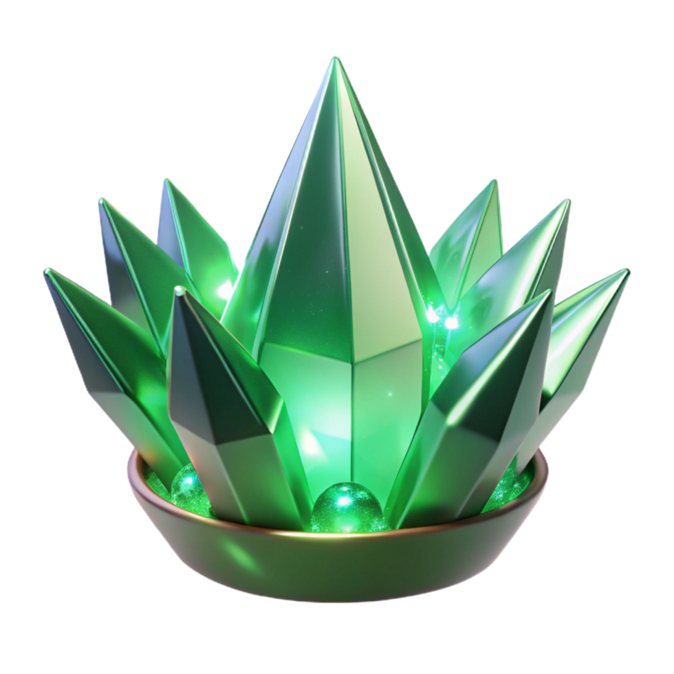 wonderful creative Luminous Green Crystal Cluster A 3D Render of Sparkling Gemstones professional png