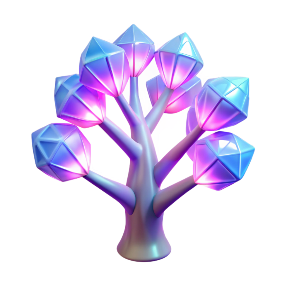 beautiful rustic Glowing Crystal Tree Lamp 4K png