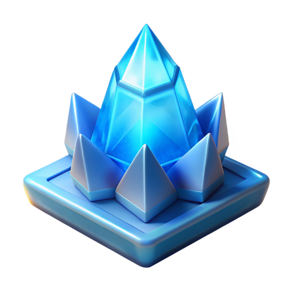stunning abstract Luminous Blue Crystal Cluster A 3D Render of a Sparkling Gem high quality png