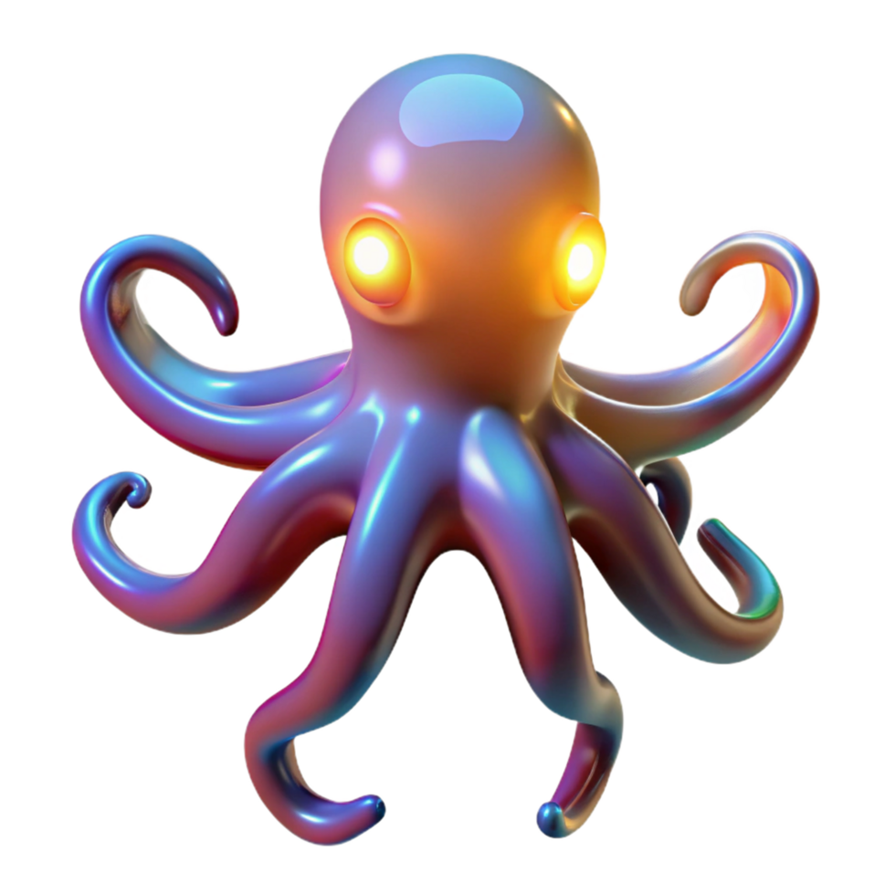 serene modern 3D Render of a Colorful Octopus genuine png