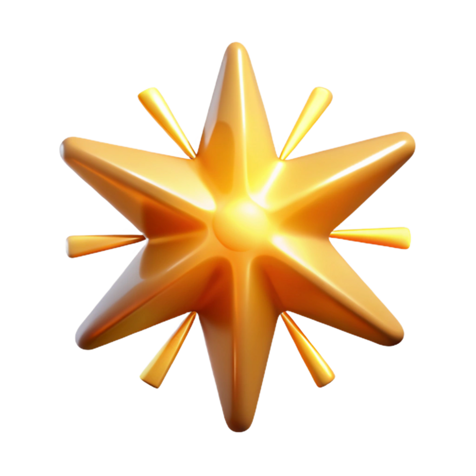 impressive classic Golden Starburst 3D Render genuine png