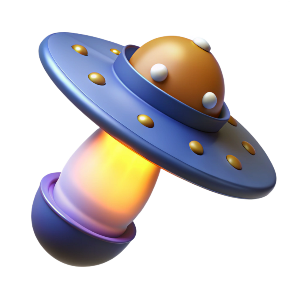 serene abstract Glowing UFO Spaceship 3D Render premium png