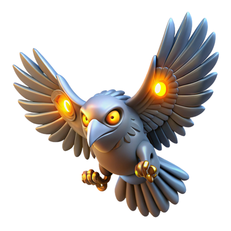 extraordinary artistic Mechanical Bird in Flight 3D Render of Robotic Avian high resolution png