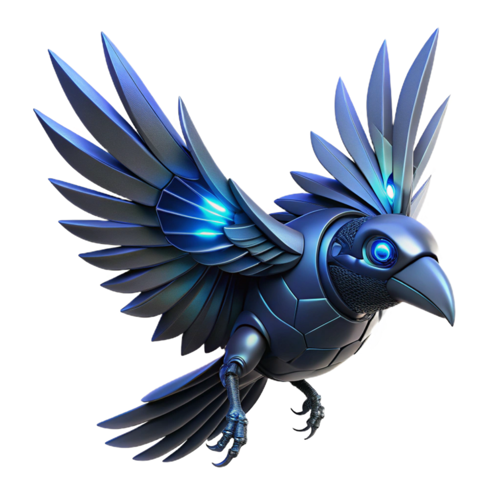 impressive artistic Robotic Avian Futuristic Mechanical Bird in Flight genuine png