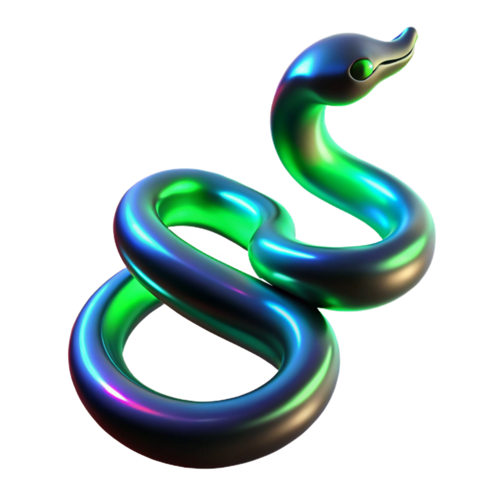 vibrant classic Iridescent Snake 3D Render high resolution png