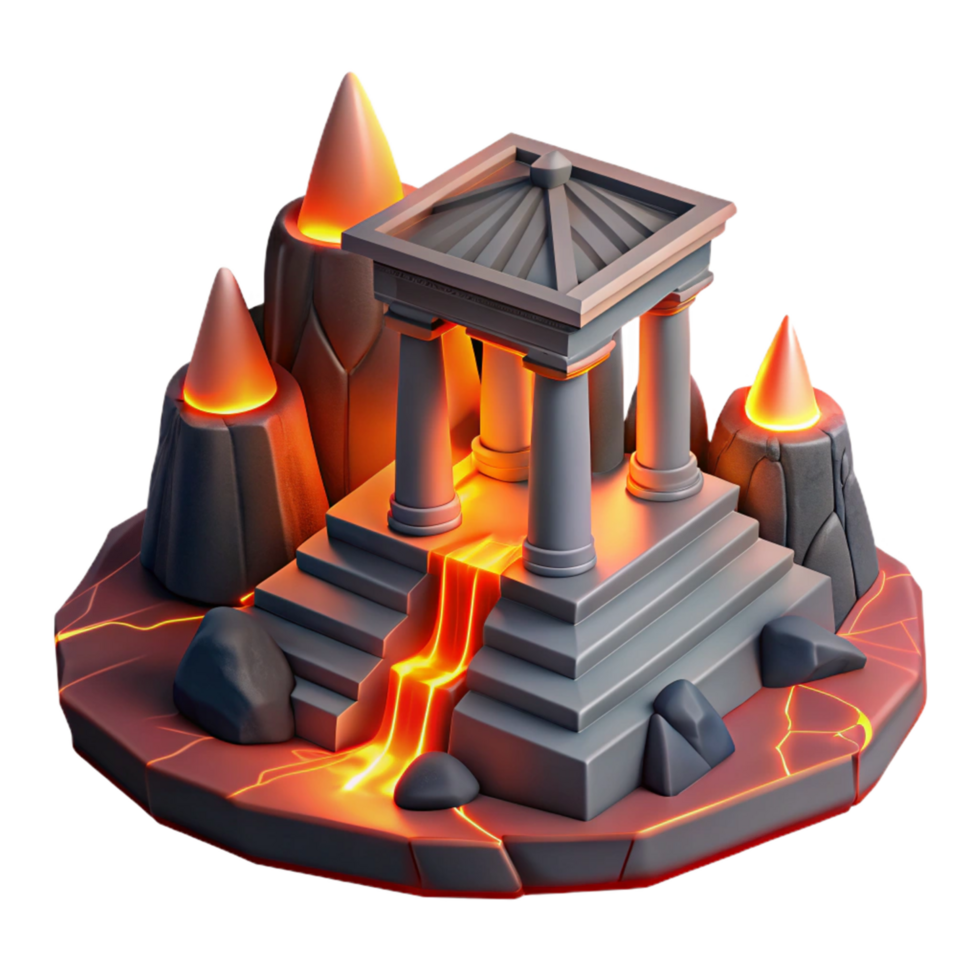beautiful rustic Lava Temple 3D Model high resolution png