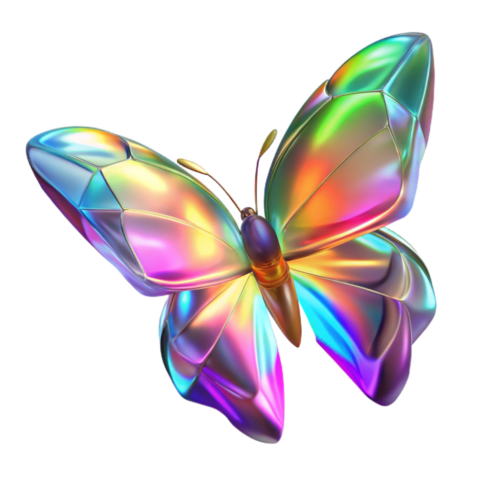wonderful vintage Iridescent Butterfly A 3D Render of a Prismatic Insect authentic png