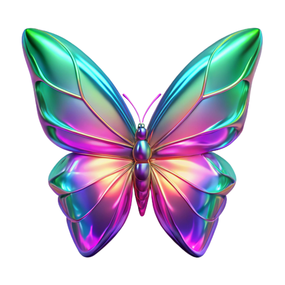 extraordinary traditional Iridescent Butterfly A 3D Render of a Colorful Insect 4K png