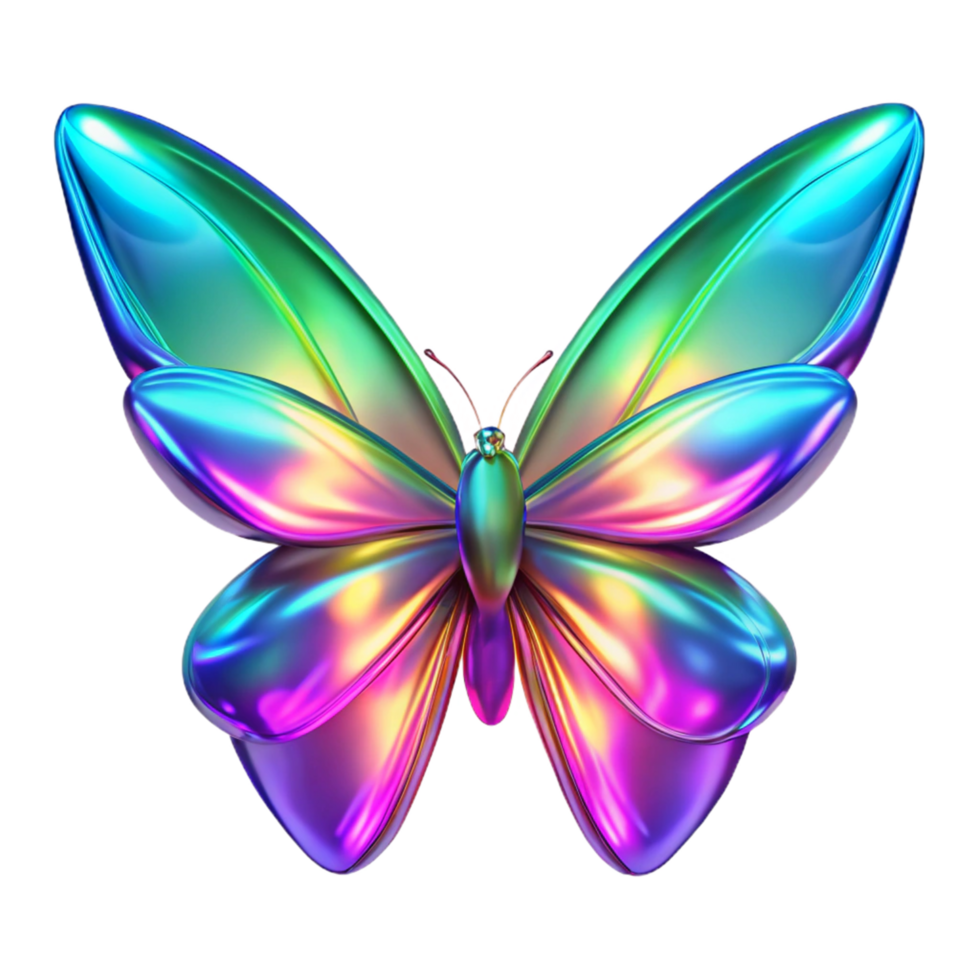 serene vintage Iridescent Butterfly A 3D Render of a Colorful Insect high resolution png