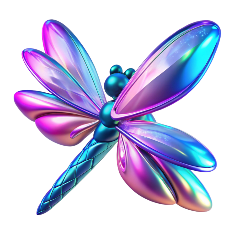 elegant modern Iridescent Dragonfly A 3D Render of a Colorful Insect 4K png