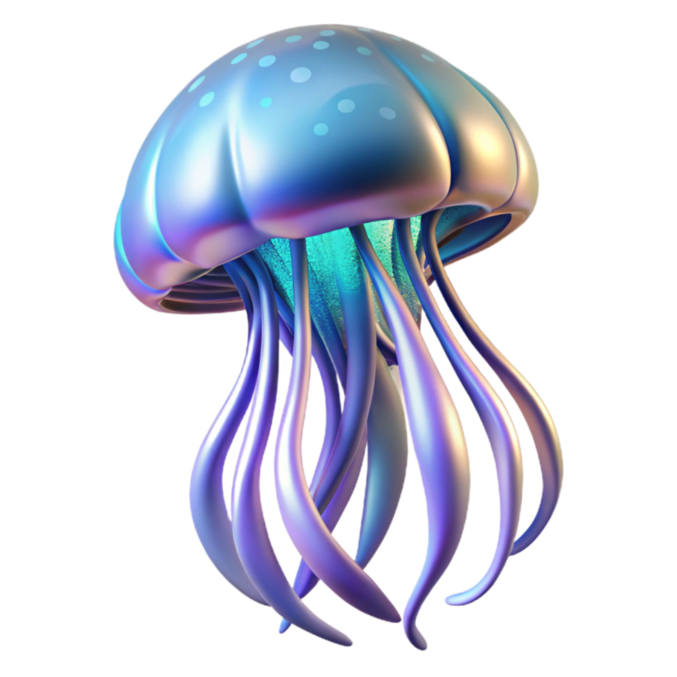 stunning modern Iridescent Jellyfish 3D Render of a Bio Luminescent Aquatic Creature 4K png