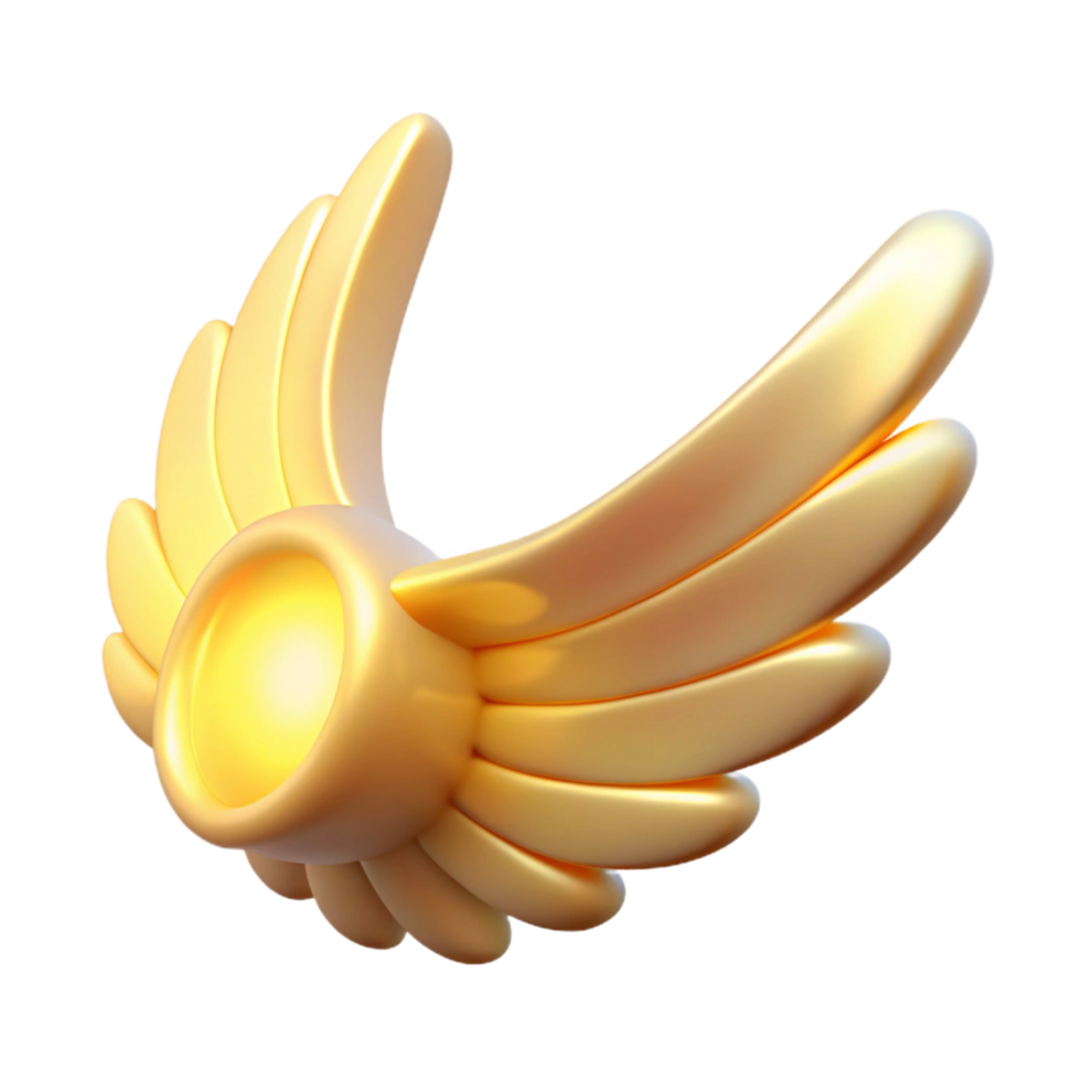 magnificent vintage Golden Wings 3D Render of Abstract Avian Symbol high resolution png