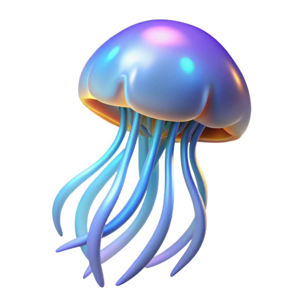 extraordinary modern Iridescent Jellyfish 3D Render high resolution png
