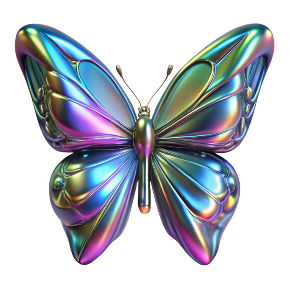 beautiful modern Iridescent Butterfly A 3D Render of a Colorful Insect professional png