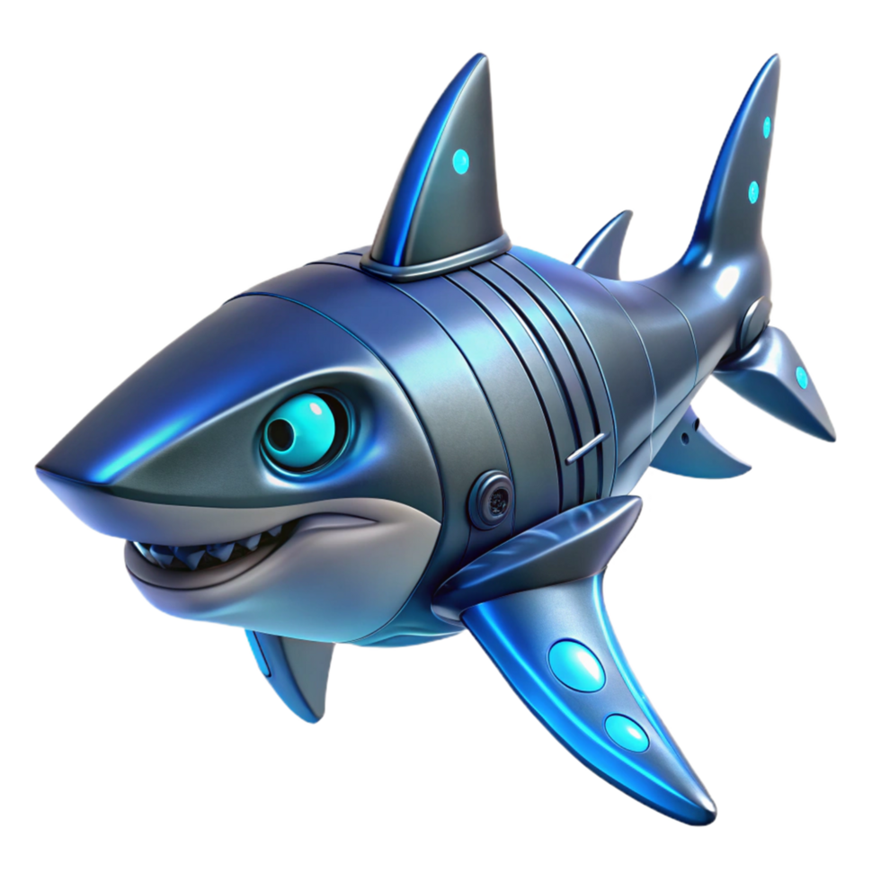 extraordinary minimalist Cybernetic Shark Futuristic Aquatic Robot Design professional png