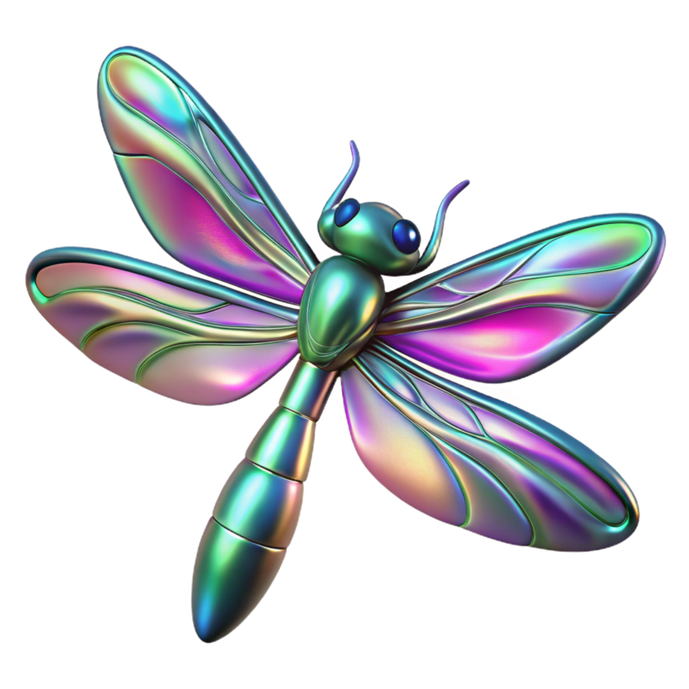 impressive artistic Iridescent Dragonfly A 3D Render of a Colorful Insect high resolution png