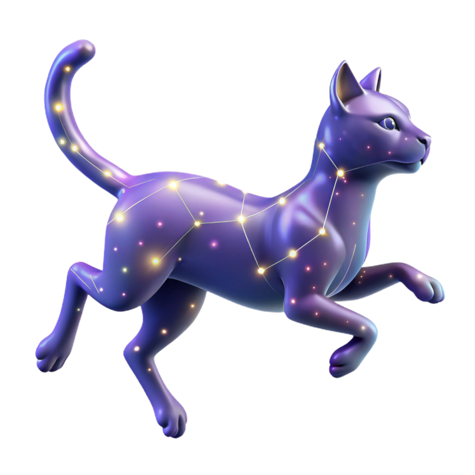 extraordinary artistic Celestial Cat A 3D Render of a Feline Constellation original png