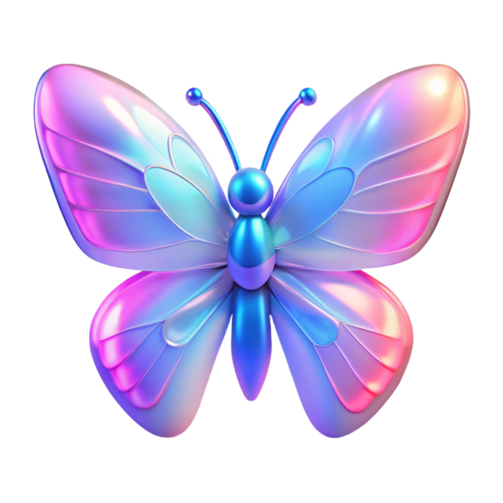 dramatic modern Iridescent Butterfly 3D Render of a Colorful Insect high resolution png
