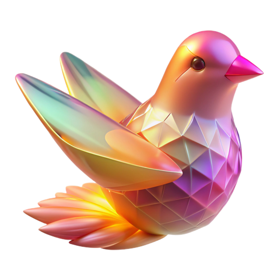 wonderful classic Iridescent Geometric Bird 3D Render of a Colorful Avian exclusive png