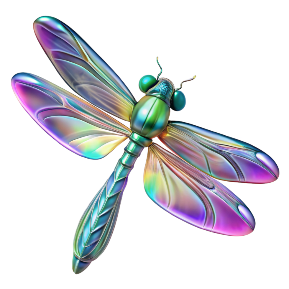 beautiful abstract Iridescent Dragonfly A 3D Render of a Colorful Insect genuine png