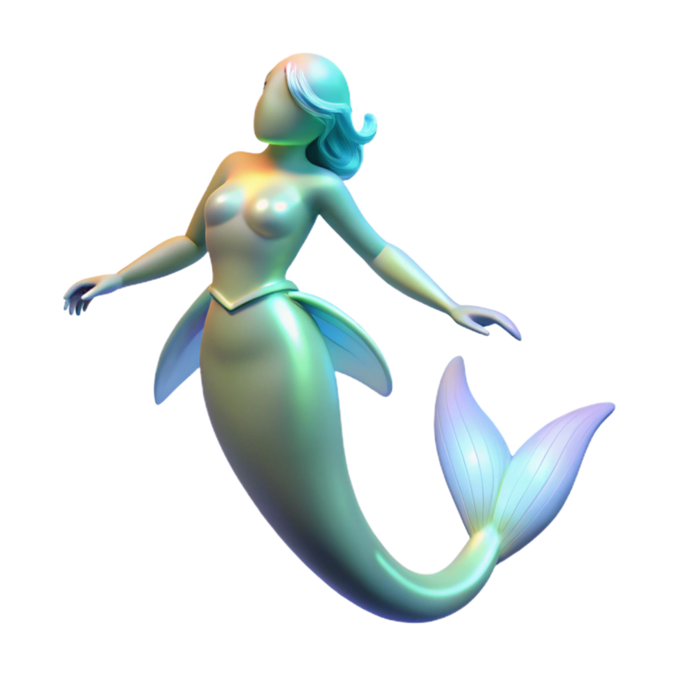 stunning creative Iridescent Mermaid 3D Render of a Mythical Sea Creature authentic png