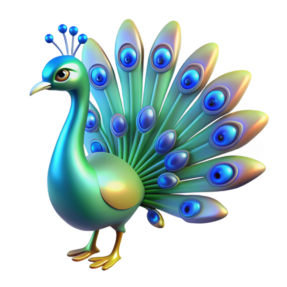 vibrant creative Vibrant Peacock 3D Render of a Colorful Bird premium png