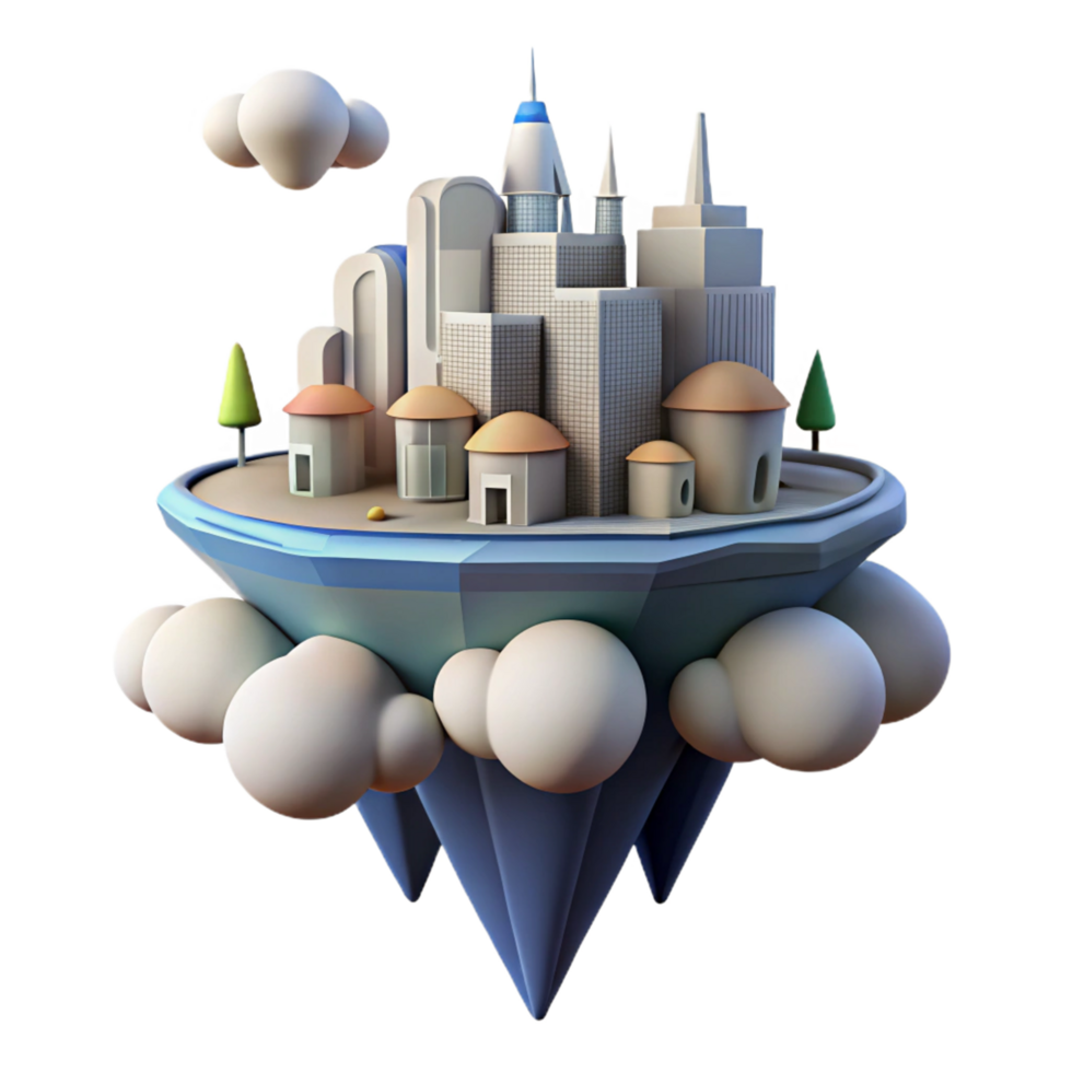 wonderful artistic Floating Cityscape A 3D Render of an Island Metropolis genuine png