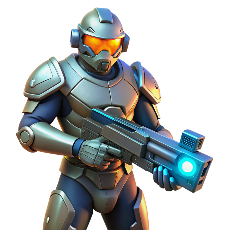 vibrant rustic Futuristic Soldier with Advanced Weaponry high quality png
